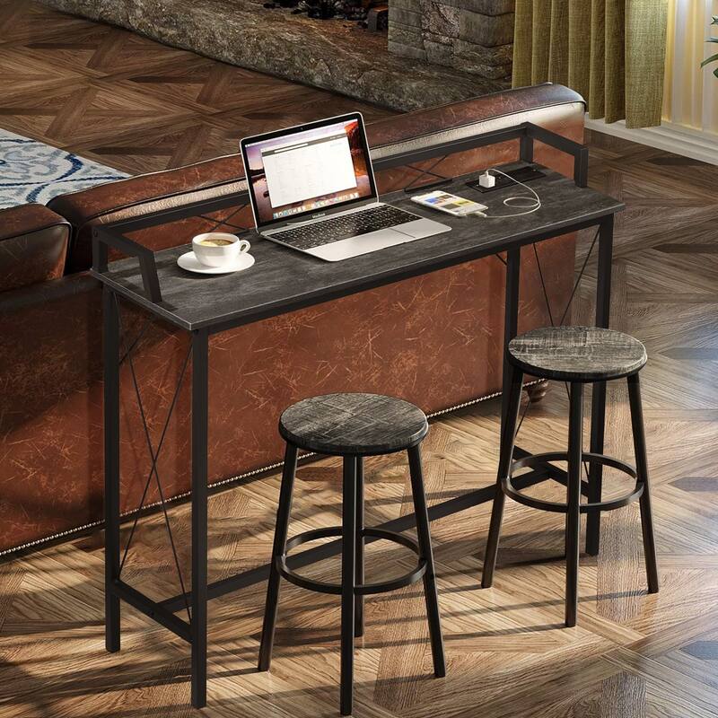 Console Table with 2 Outlet and 2 USB Ports,Entryway Table Narrow Charging Station Sofa Table