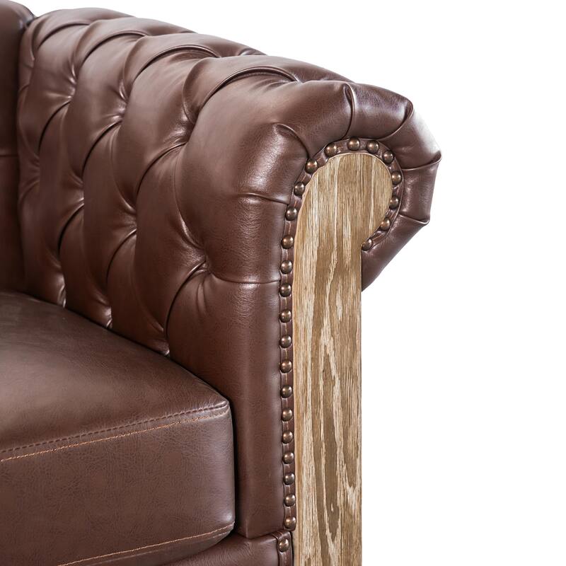 104" Retro Sectional Sofa with Wood Legs & Pocket Springs