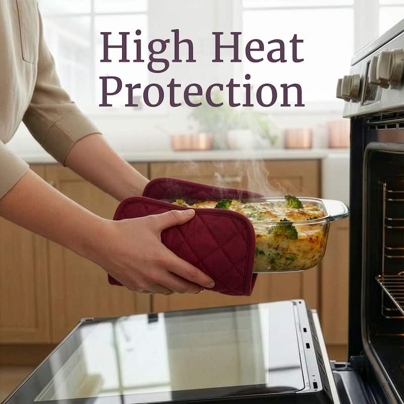 Pot Holder Set With Silicone Grip, Quilted And Heat Resistant (Set of 2) By Windsor Home