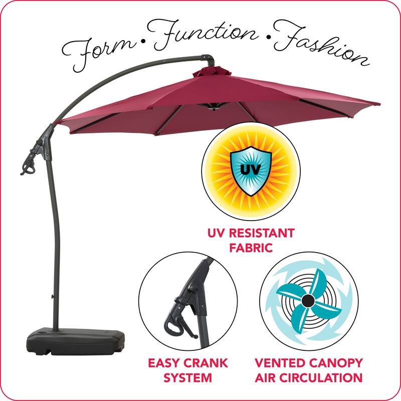 9.5 Ft Cantilever Patio Umbrella with Base
