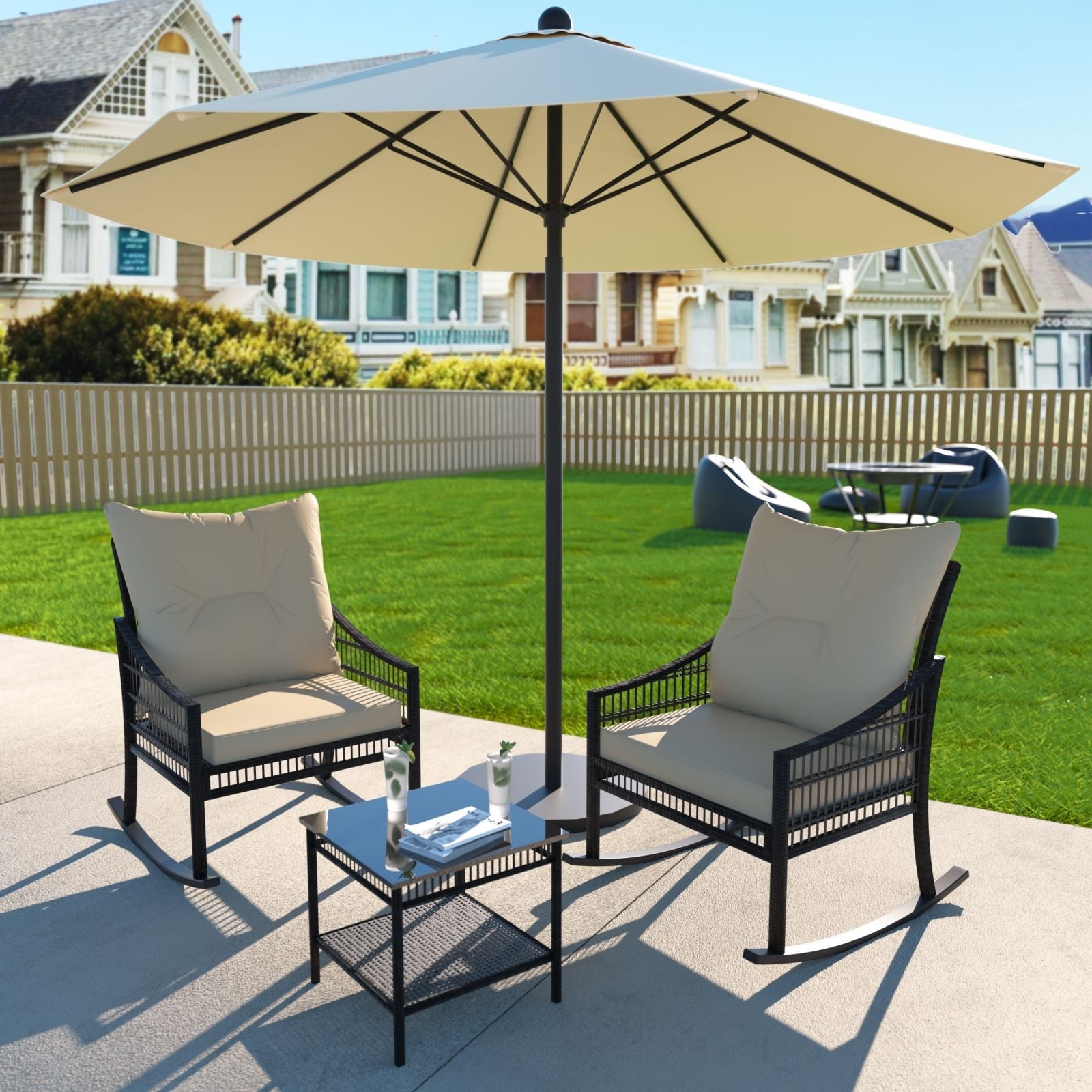 Outdoor rocking best sale chair with umbrella