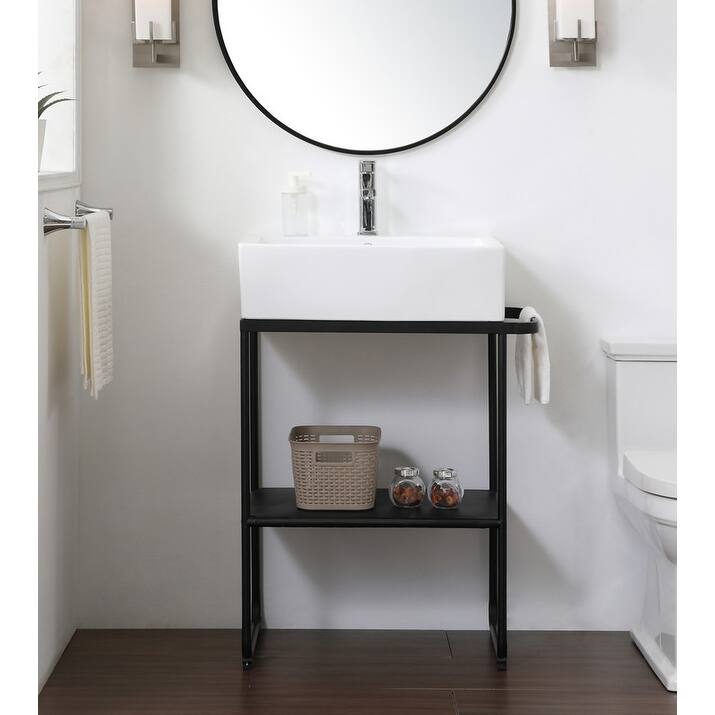 25" Modern Farmhouse Single Bathroom Vanity Sink - Black - Painted