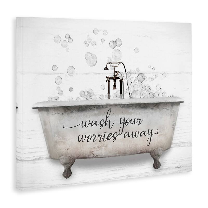 Stupell Wash Your Worries Away Tub Bubbles Canvas Wall Art by Lori Deiter