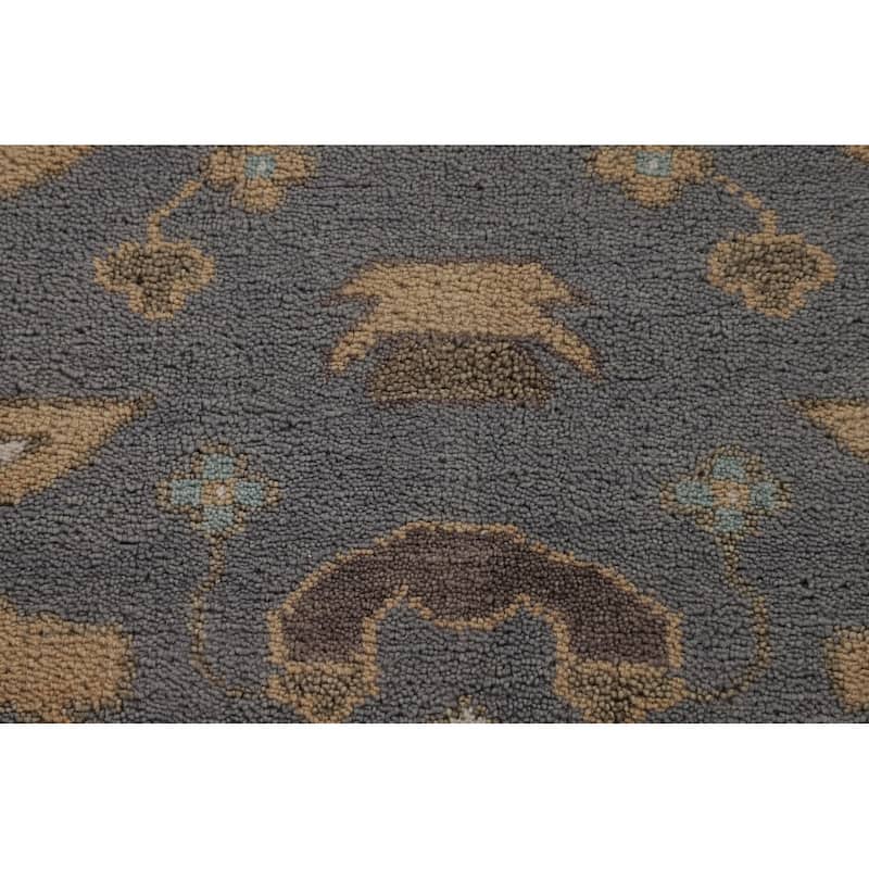 Gray Oushak Indian Area Rug Hand-Knotted Wool Carpet - 8'1"x 9'9"