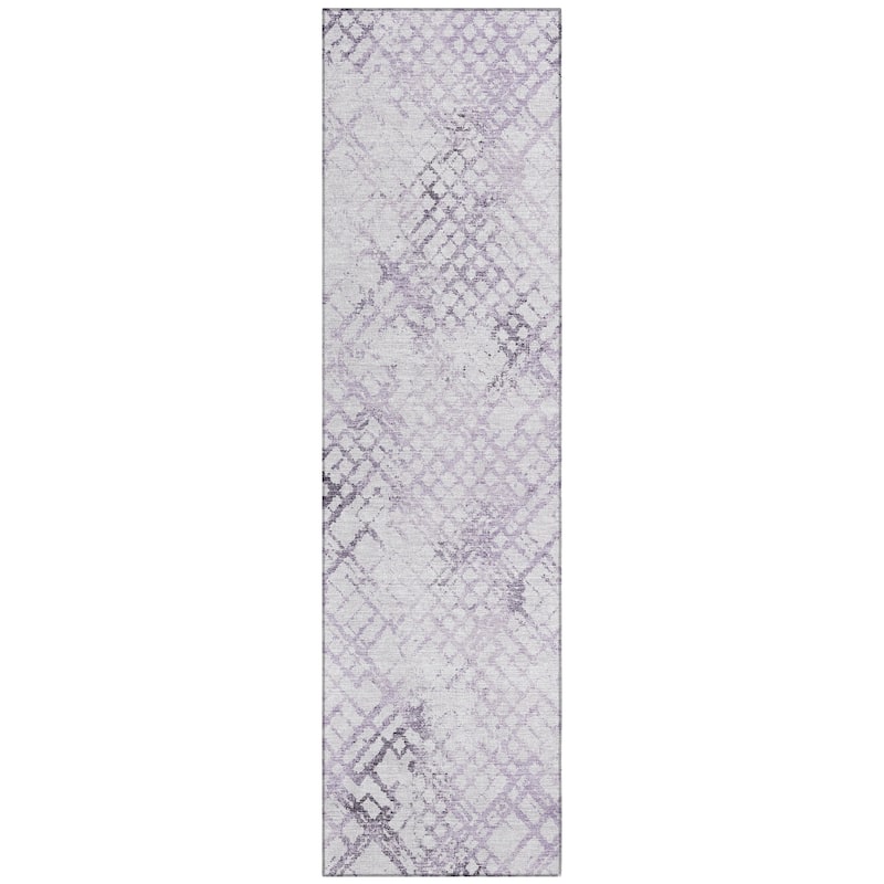 Machine Washable Indoor/ Outdoor Chantille Distressed Trellis Rug