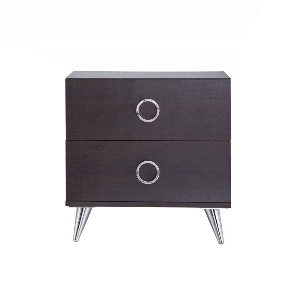 2 Drawers MDF Nightstand with Plastic Legs