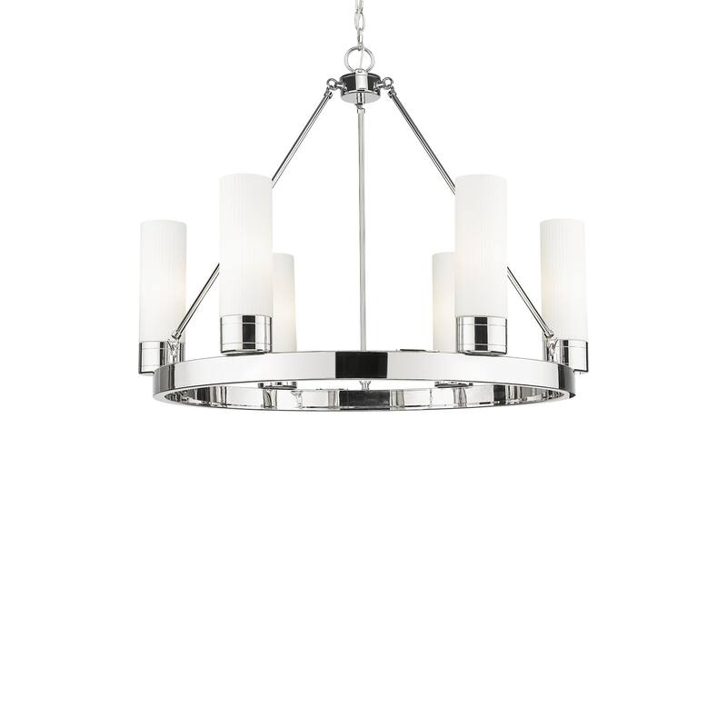 Innovations Lighting 617-6CR-24-29-8 Boreas Chandelier Boreas 6 Light - Polished Nickel / Striped White