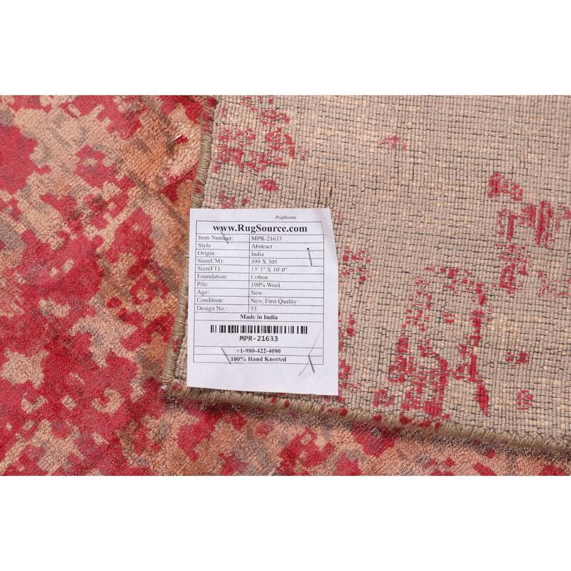 All-Over Abstract Modern Area Rug Hand-Knotted Living Room Wool Carpet - 10'0"x 13'1"