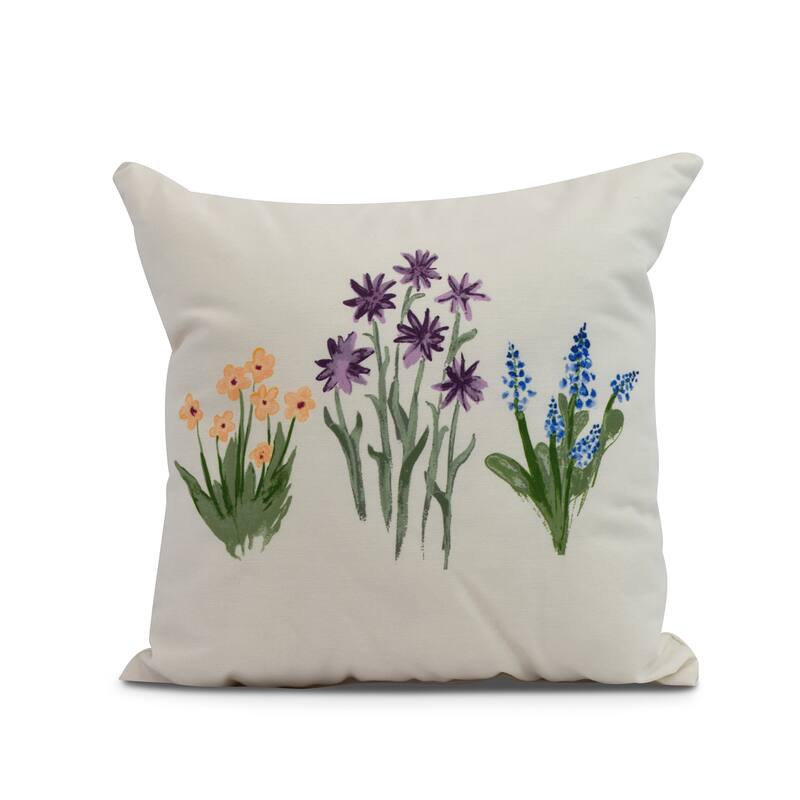 18 x 18 inch Flower Trio Outdoor Pillow - Yellow