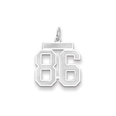 14k White Gold Medium Satin Number 86 Charm