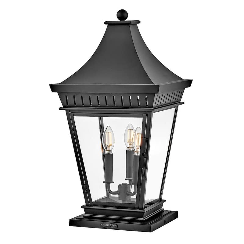 Hinkley Lighting 27097 Chapel Hill 3 Light 24" Tall Post Light - Museum Black