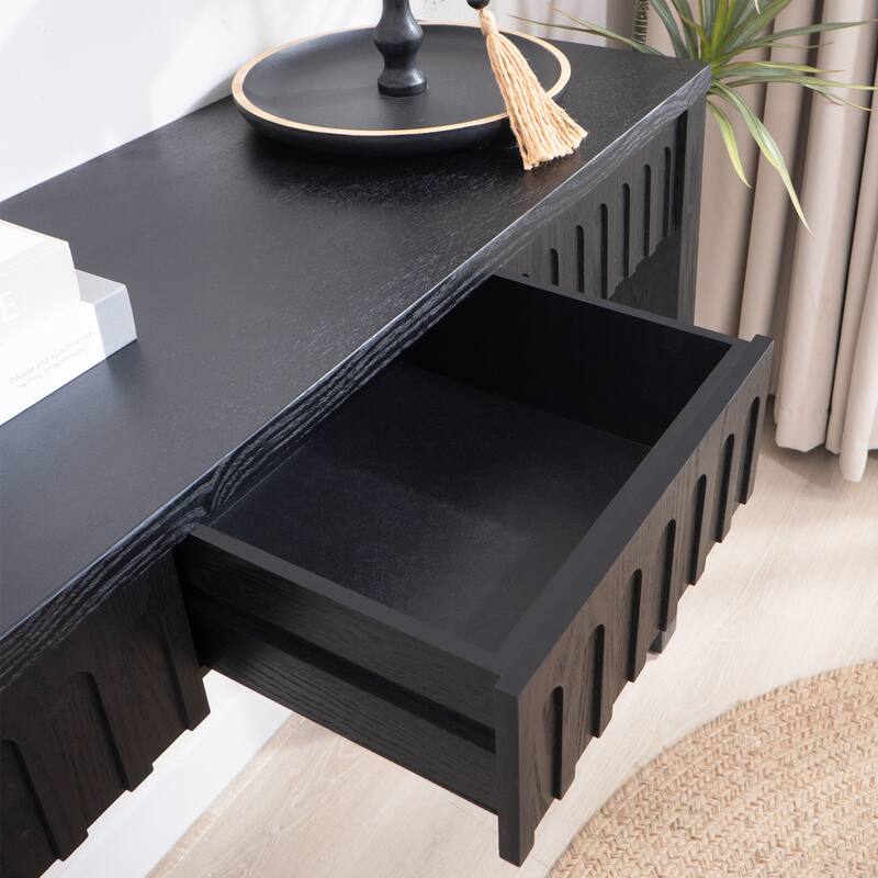 Modern Entryway Table Carved Design Console Table with Hidden Drawers