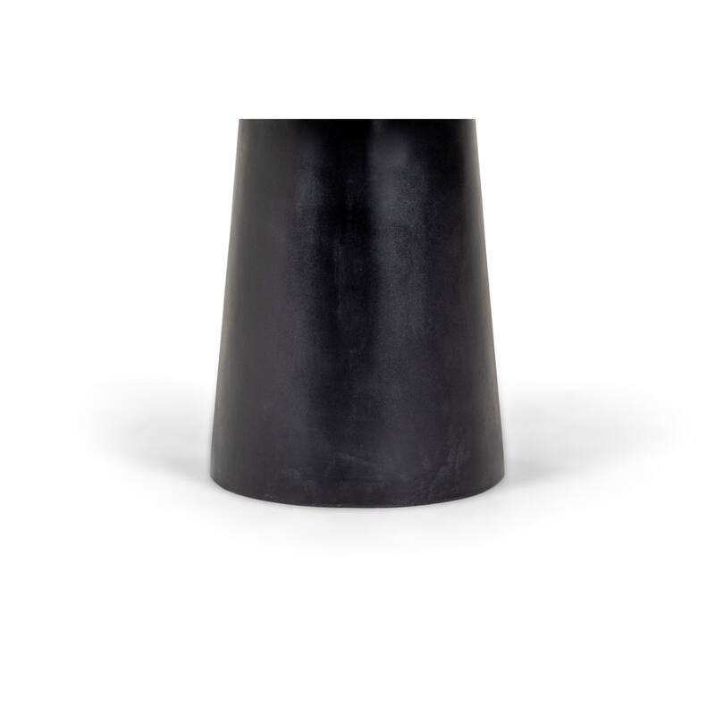Cid Deso Dining Table, Black Concrete and Tapered Base, Round 43 Inch Top