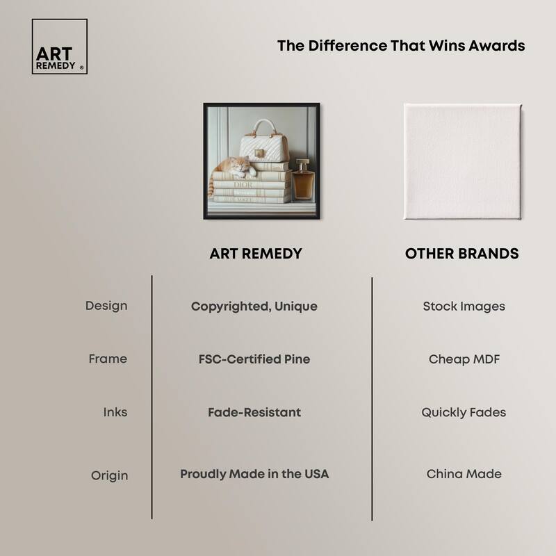 Ivory Books and Kitten Canvas by Art Remedy