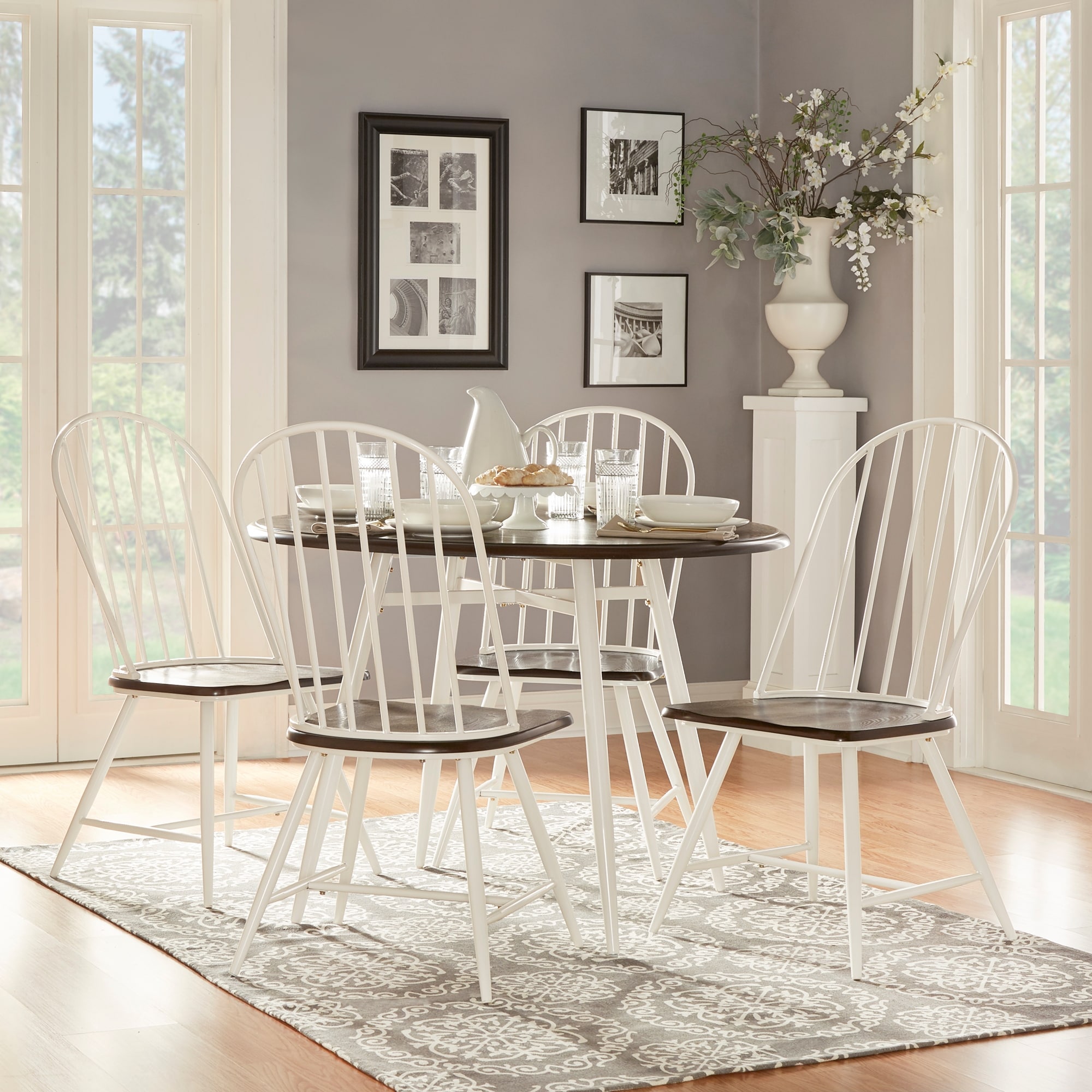 Belita Two-Tone Metal and Wood Spindle Back Dining Chairs (Set of