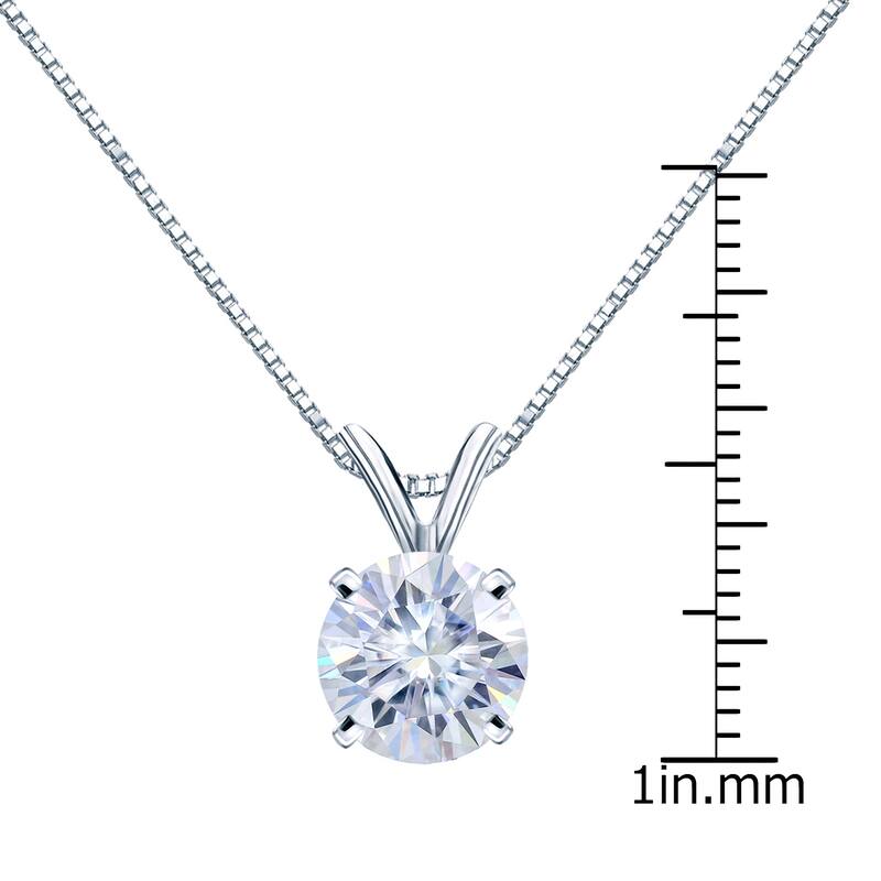 Auriya 14KT Gold 2ctw Round Solitaire Moissanite Necklace - 8.2 mm