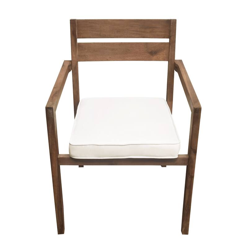 7-Piece Outdoor Acacia Wood Dining Set with Table and 6 Upholstered Chair