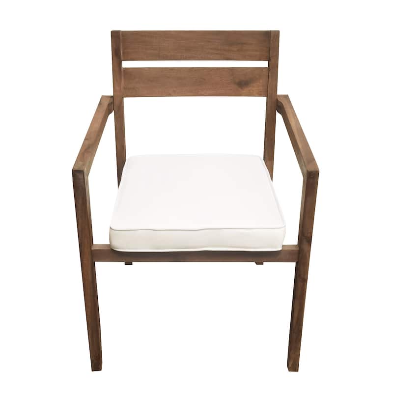 7 Pieces Acacia Wood Outdoor Dining Set with Cushions,Modern 6 Chairs and 1 Large Table, Dining Furniture Set