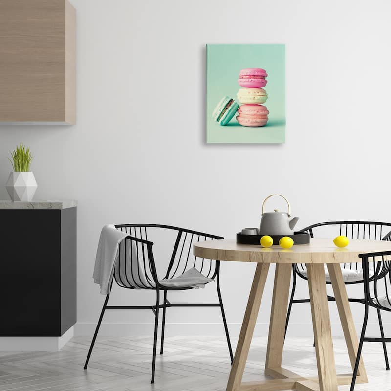 Stupell Pastel Macaron Cookie Dessert Turquoise Background Canvas Wall Art