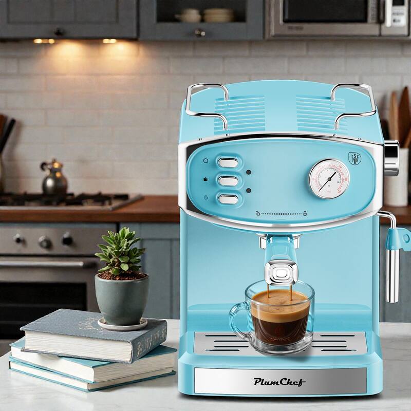 20 Bar Semi Automatic Espresso Machine with Milk Frother, Compact Stainless Steel Coffee Maker with 54 oz Tank