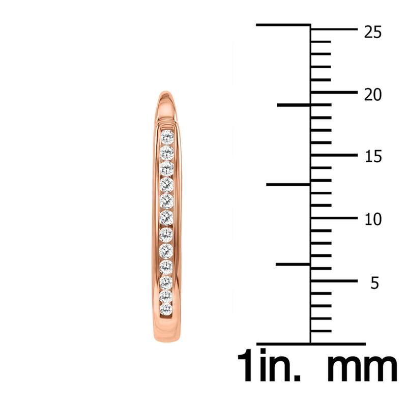Marquee 1/4 Carat TW Channel Set Diamond Hoop Earrings in 10K Rose Gold