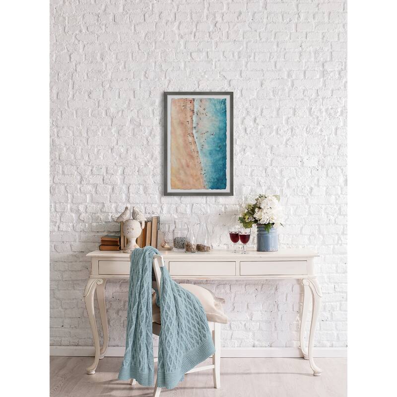 Beach Scene Framed Painting Print - Coastal Wall Art Decor - Home Stock Elegant Escape