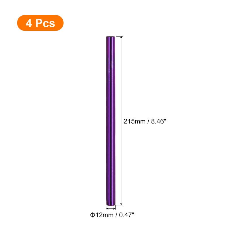 8.46" Long Stainless Steel Straight Straws for Travel Mugs - Purple - 4Pcs