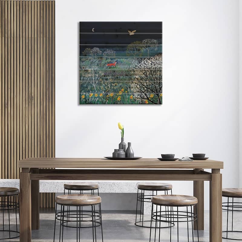 Spring Night Print On Wood by Jo Grundy - Multi-Color