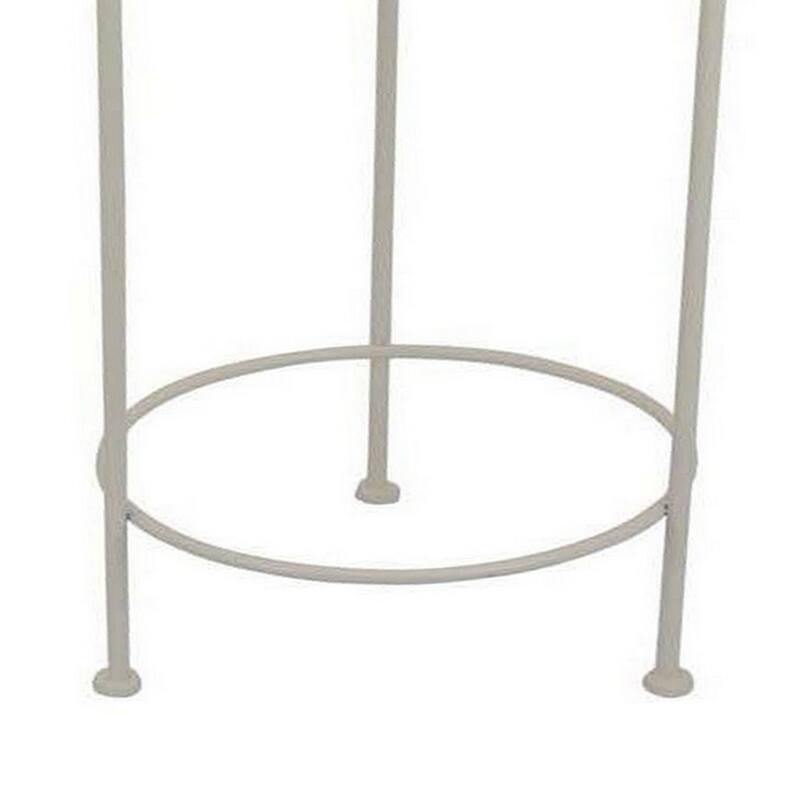 Kyi Nesting Plant Stand Set of 3, Round Angled Cutout Display, Ivory Metal