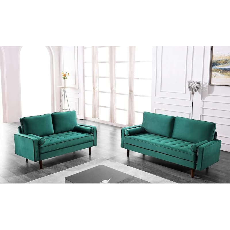 Civa 2 Piece Living Room Set - Sofa and Loveseat - Green