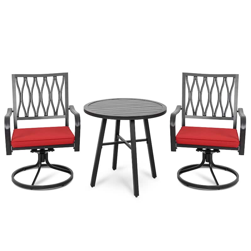 Outdoor Patio Bistro Set With Swivel Chairs