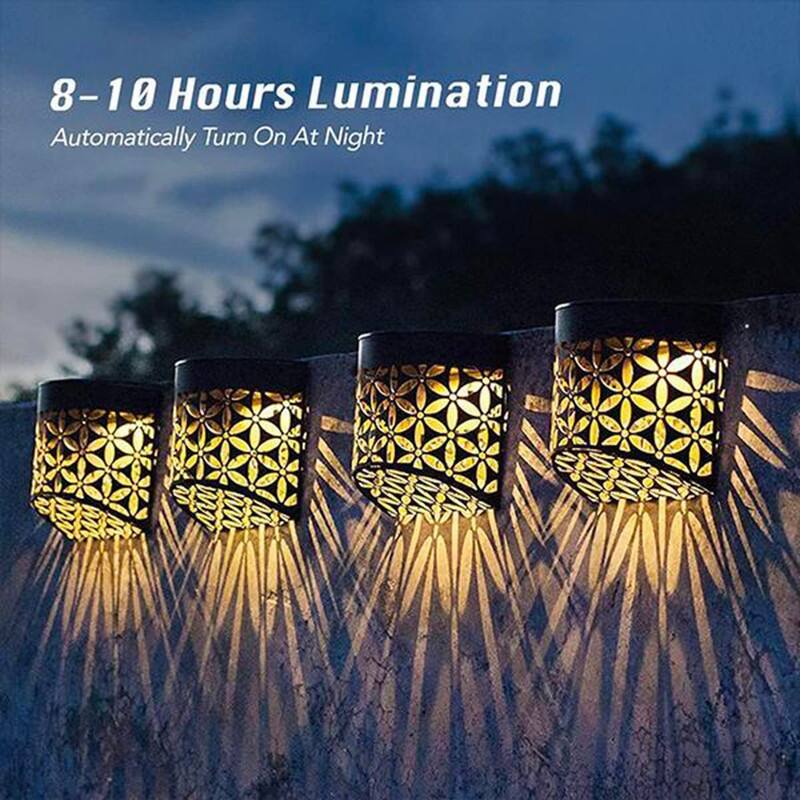 8 Pack Solar Wall Lights Outdoor Waterproof – Motion Sensor LED Fence & Deck Security Lighting - N/A