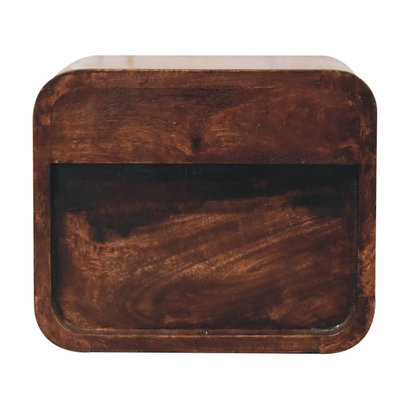Artisan Furniture Solid Wood Mini Curved California Walnut Wall Mounted Bedside