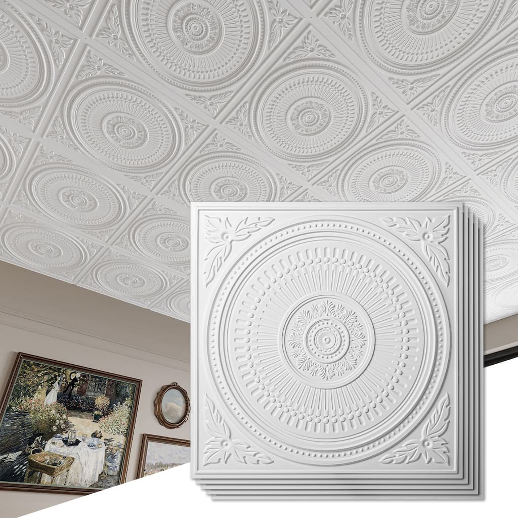 Art3d 12-Pack Drop Ceiling Tiles 24''X24'', Decorative PVC Ceiling Panels