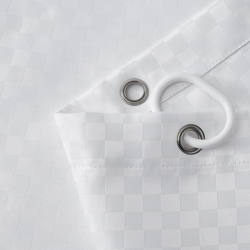 Fabric Shower Curatin Set With See Through White Gauze Window, 70"x72"