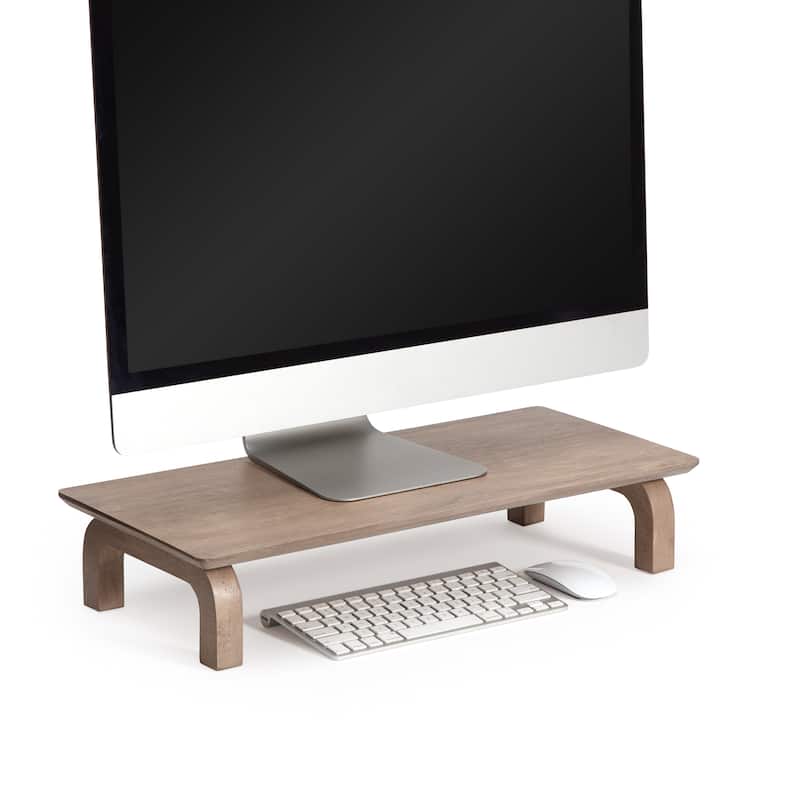 Jani Wood Monitor Stand Riser Desk - Ergonomic Design Stand, Desktop Organizer Table for Home, Office Workspace, Gaming Desk - Brown