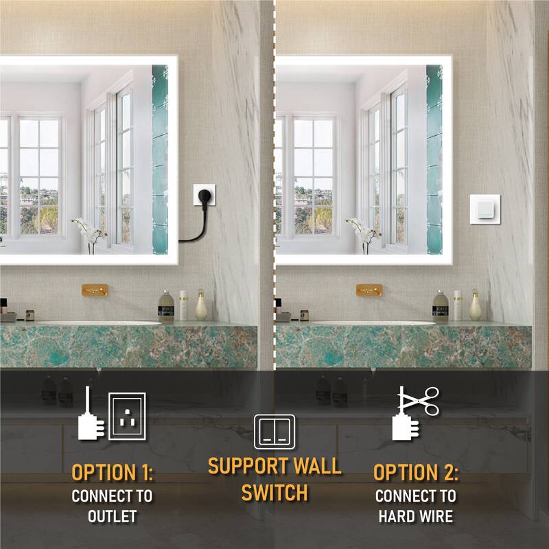 Wall Mounted Bathroom Heavy Duty Framed LED Mirror With bright light And And Memory Function