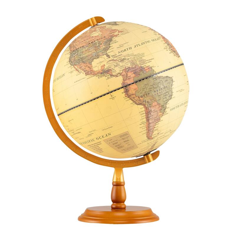 Gymax 12'' Illuminated World Globe w/Raised Relief LED Lights & Time - Gold