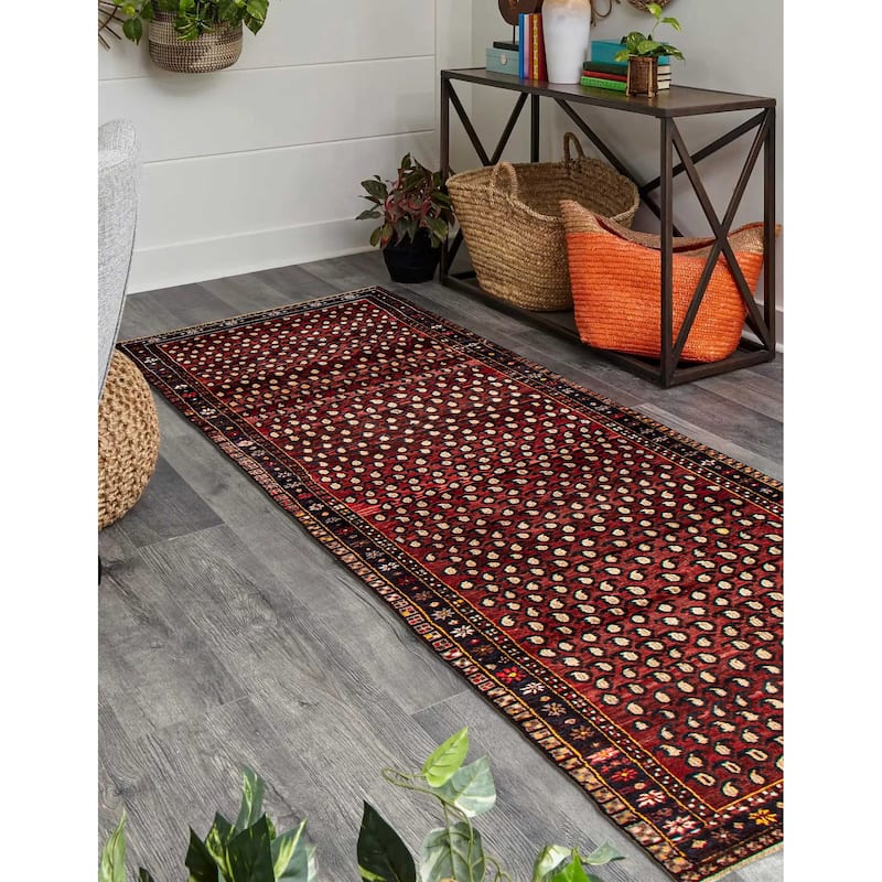 ECARPETGALLERY Hand-knotted Andelz Red Wool Rug - 3'7 x 14'0