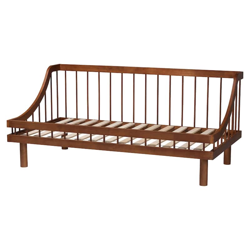 Helio Mid-Century Modern Walnut Brown Finished Wood Twin Daybed