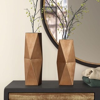 Gold Geometric Metal Modern Rectangular Vases (Set of 2) - Bed Bath ...
