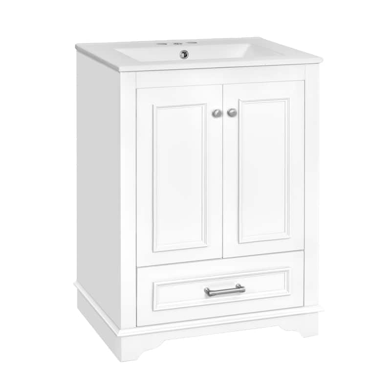 24" Freestanding Bathroom Vanity with White Integrated Ceramic Sink - 24.2'' x 18.3'' x 33''
