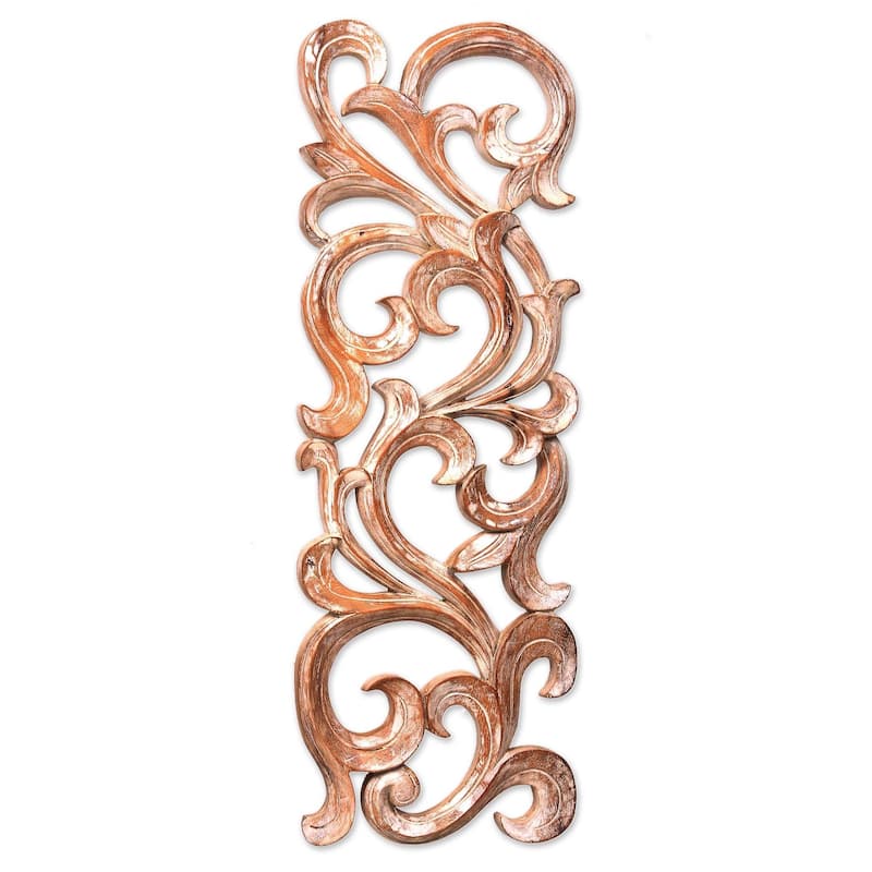 Wood wall panel, 'Gentle Fern' - 19" H x 6.75" W x 1" D