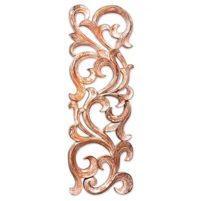 Wood wall panel, 'Gentle Fern' - 19" H x 6.75" W x 1" D