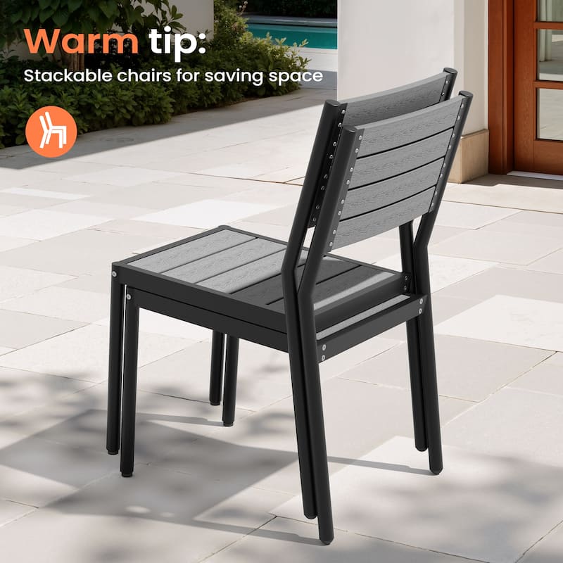 Pellebant Outdoor Patio Aluminum Stackable Dining Chairs - 19.4in D x 15.7in W x 33.9in H