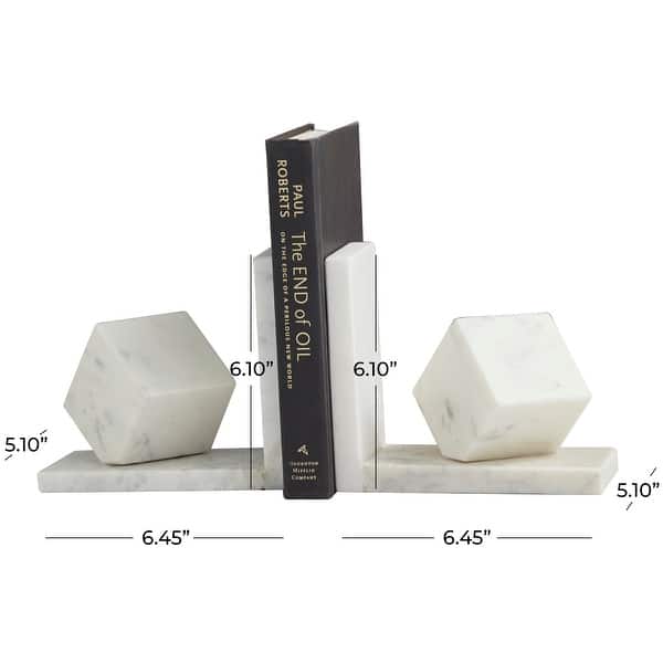 dimension image slide 2 of 3, White, black or Green CosmoLiving by Cosmopolitan Black Marble Orb Bookends (Set of 2)
