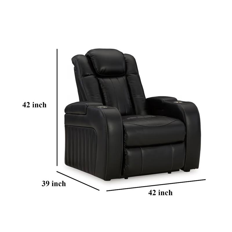 Aven Power Recliner Chair, Premium Features Midnight Blue Faux Leather