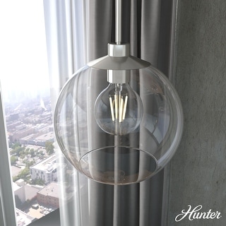 Hunter Xidane 1 Light Clear Glass Pendant or Semi-Flush Light - Kitchen Island, Dining Room, Entry - Glam, Contemporary