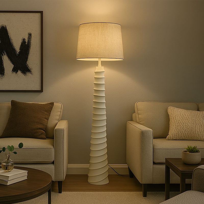 Aria Home 59" Modern Resin Floor Lamp with Linen Shade for Living Room