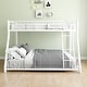 preview thumbnail 1 of 6, Durable Twin Over Full Bunk Bed with Removable Stairs, Heavy Duty Metal Frame with Safety Guardrails White - Queen